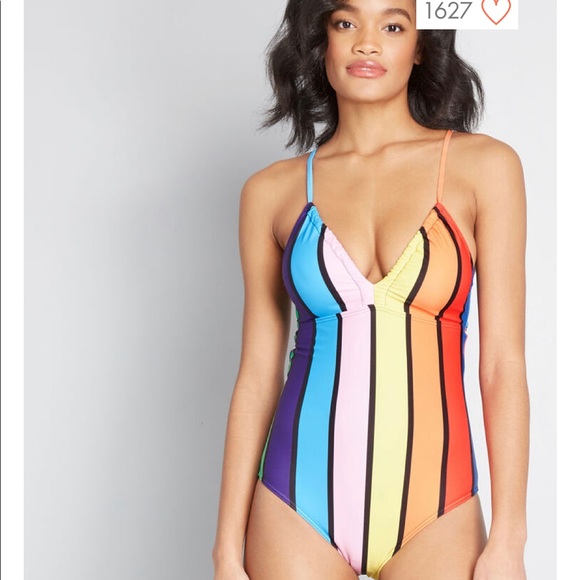 Modcloth Other - ModCloth Roxie neon striped one piece